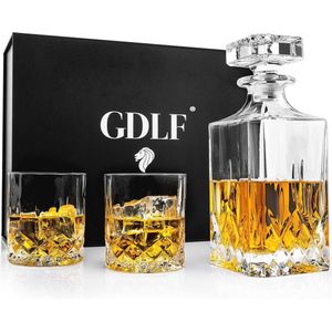 Vintage Whiskey Karaf Set in Luxe Geschenkdoos | 3-delige Whiskyset | 1 Karaf en 2 Glazen