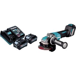 Makita GA 044 GD201 Accu haakse slijper 40 V max. 125 mm X-LOCK Brushless + 2x accu 2,5 Ah + lader