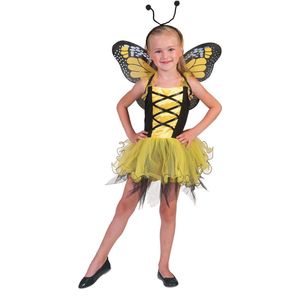 Vlinder Kostuum | Gele Vlinder Villeintje | Meisje | 8 - 12 jaar | Carnaval kostuum | Verkleedkleding