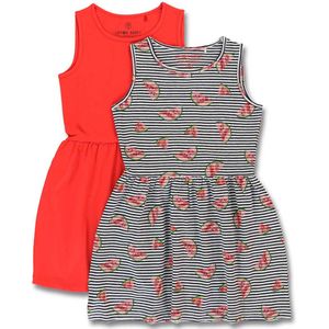 Lemon Beret 2 jurken - rood - streep - 149747 - maat 104
