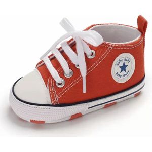 Stoere Baby Schoenen - Babysneakers van Baby-Slofje - Rood maat 18 (12 cm)