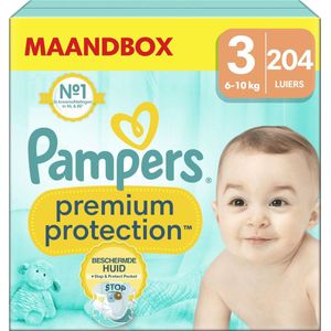 Pampers Premium Protection - Maat 3 (6kg-10kg) - 204 Luiers - Maandbox