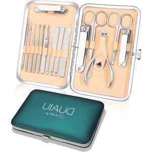 Professionele Nagelknipper Manicure Set 16PCs - Roestvrij Staal Pedicure Kit voor Mannen en Vrouwen met Reisetui