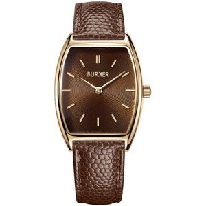 BURKER Grace Dames Horloge - Goud Bruin Bruin - Leren Band - Waterdicht - 25 mm