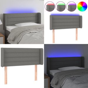 vidaXL Hoofdbord LED 103x16x78/88 cm stof donkergrijs - Hoofdbord - Hoofdborden - Hoofdeinde - Houten Hoofdbord