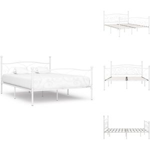 vidaXL Bedframe - Bedframes - Tweepersoonsbed - Tweepersoonsbedden - Bedframe met lattenbodem metaal wit 200x200 cm