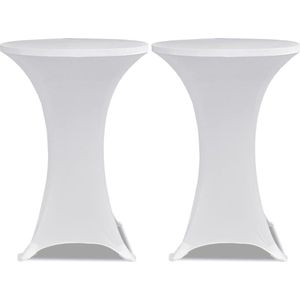 Statafelhoes Stretch Ø70cm Wit - Set van 2 Statafelhoezen - Statafeldek - Feesttafeldecoratie - Party Decoratie - Witte Statafelhoezen