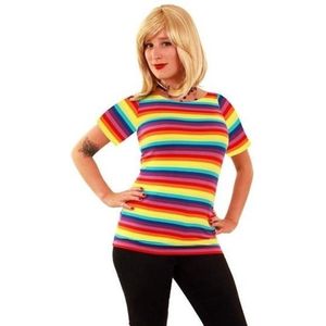 T-shirt met regenboog strepen voor dames - Verkleedkleding t-shirt - Gay pride M/L