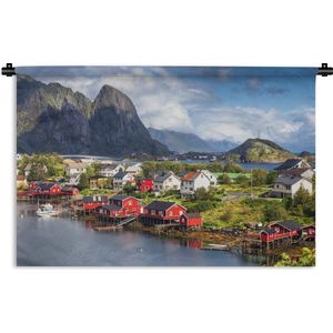 Wandkleed Lofoten eilanden Noorwegen - Zomerse dag op de Lofoten Wandkleed katoen 60x40 cm - Wandtapijt met foto