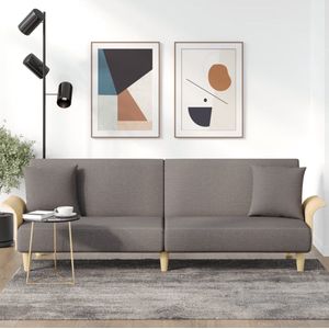 The Living Store Slaapbank - Taupe - 224 x 89 x 70 cm - Verstelbare rugleuning - Comfortabele zitting