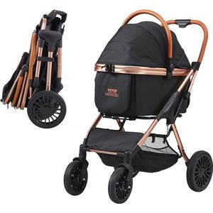 SteeFly® Stijlvolle Kinderwagen opvouwbaar - Zwart/Brons kleur voor luxueuze uitstraling - tot 30kg draaggewicht - 85X59X105cm