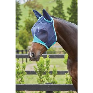 Weatherbeeta - Vliegenmasker - Fijnmazig - Met Oren - Navy/Turquoise - Maat Pony