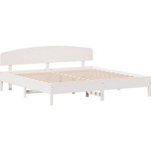 vidaXL - Bedframe - zonder - matras - massief - grenenhout - wit - 200x200 - cm