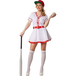 dressforfun - Vrouwenkostuum baseball S - verkleedkleding kostuum halloween verkleden feestkleding carnavalskleding carnaval feestkledij partykleding - 301789