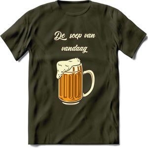 De Soep Van Vandaag T-Shirt | Bier Kleding | Feest | Drank | Grappig Verjaardag Cadeau | - Leger Groen - S