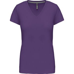 T-shirt Dames L Kariban V-hals Korte mouw Purple 100% Katoen