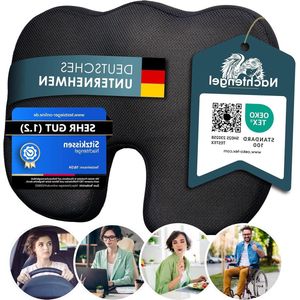 Orthopedisch zitkussen met traagschuim voor ergonomisch comfort en pijnvermindering – ideaal voor bureaustoel, autostoel, enz. (1 stuk zwart medium)