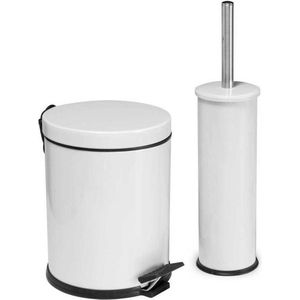 Tiss® - Pedal Bin Classic Pedaalemmer 2-delig - badkamer en toilet- 5 l - Prullebank - Wit