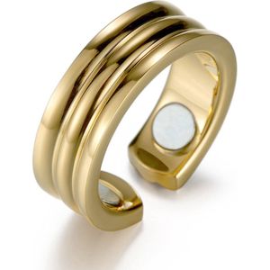 MAGNETOX - Helende Ring 'Rosie' - Magneet Ring - Gezondheidsring - Magnetische Ring - Roestvrijstaal (RVS) - Goud - Dames - 50mm