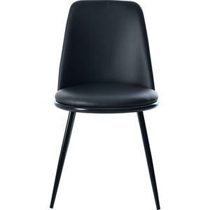 Merax set van 2 eetkamerstoelen - Ronde rugleuning met kunstlederen zitting en stalen frame - Ergonomisch design - Belastbaar tot 150 kg - Zwart