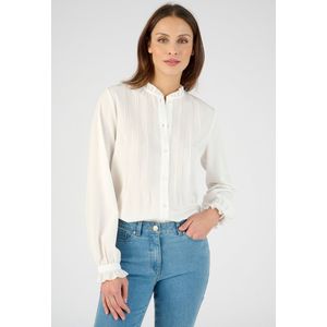 Damart - Crêpe overhemdblouse met ruches - Dames - Wit - 50