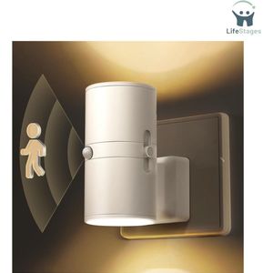 LifeStages - Stekkerlamp met Bewegingssensor - LED Nachtlampje Met Bewegingsmelder - 1 Stuk - Voor Stopcontact - Warmwit - 3000 K - Instelbare Helderheid 0-100 Lm - Dimbaar - Voor Binnen - Voor Hal - Slaapkamer