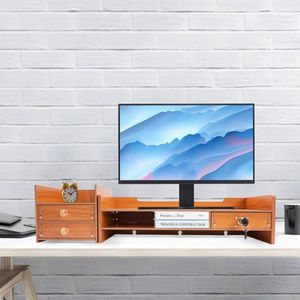 Gran Vida® - Bureau Organizer - Monitorstandaard met Laden - Ergonomisch Design - Ruimtebesparend - Hout - 65,5 cm