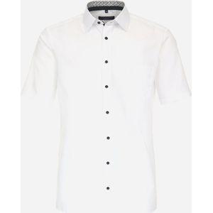 CASA MODA comfort fit overhemd - korte mouw - popeline - wit - Strijkvrij - Boordmaat: 46