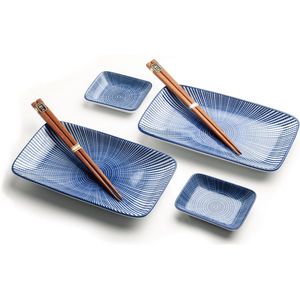 Luxe - Sushiset - Oriental Tokusa - 2 Persoons - 6 Delig- Sushi set - Inclusief - 2 Sushi borden - 2 sushi schaaltjes - 2 sushi stokjes