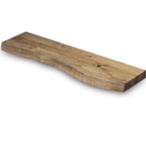 Wandplank Hout Zwevend 260x20 cm - Incl. Bevestigingsmateriaal – Licht Bruin - Boomstam Muurplank – Boekenplank