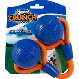 Chuckit! Crunch Ball Duo Tug - Hondenspeelgoed - Chuckit bal - Apporteerspeelgoed - Knisperend - Oranje/Blauw - Medium - ø 6 cm