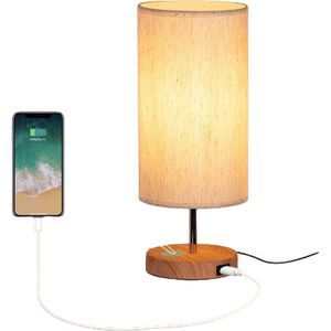 D&B Lamp - Tafellamp - Nachtkast Lamp - Aanraakbediening - 3 kleuren - Dimbaar - Met USB - Oplaadpoort - Bureaulamp - E27 - Tafellamp Slaapkamer - Kantoor