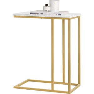 SoBuy FBT87-G Bijzettafel - Gouden Metalen Frame & Houtcomposiet