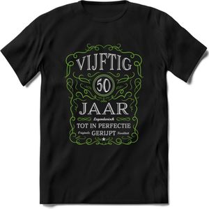 50 Jaar Legendarisch Gerijpt T-Shirt | Groen - Grijs | Grappig Verjaardag en Feest Cadeau Shirt | Dames - Heren - Unisex | Tshirt Kleding Kado | - Zwart - XL