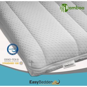 Easy Bedden Hotel Topper XL - 80x210 - HR45 Koudschuim - Hybrid - Stevig - Topdekmatras - circa 10 cm - Afritsbaar Wasbaar BAMBOO hoes -Topper Hotel XL - Anti Bacterieel - CertiPUR® en Oekotex gecertificeerd