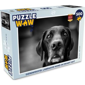 Puzzel Dierenprofiel labrador hond in zwart-wit - Legpuzzel - Puzzel 500 stukjes