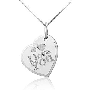 Montebello Ketting Love You - 925 Zilver Gerhod. - Hart - 14x20mm - 45cm