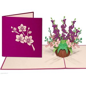Popcards popupkaarten – Verjaardagskaart Bloemen Gemengd Boeket Orchideeën Vriendschap Felicitatie Beterschap Troost pop-up kaart 3D wenskaart