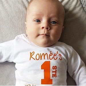 Cadeautip baby mijn eerste WK Ek met naam - Oranje EK - Nederland- Baby rompertje met eigen tekst / Rompertje met naam / Kraamcadeau  nederlands elftal
