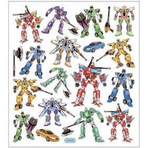 Stickers - Robot Transformers - Superhelden - Rood, Groen, Blauw, Geel - Creotime - 1 Vel - 17 Stickers