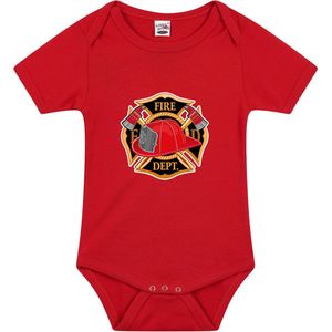 Brandweer logo verkleed baby rompertje rood jongens en meisjes - Kraamcadeau - Brandweer babykleding 56
