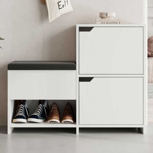 Schoenenkast Woody Fashion | 102 x 36 x 81 | Wit