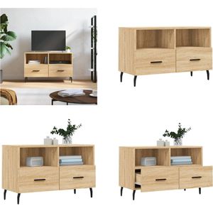 vidaXL Tv-meubel 80x36x50 cm bewerkt hout sonoma eiken - Tv-meubel - Tv-meubelen - Tv Kast - Opbergkast