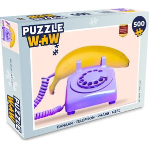 Puzzel Banaan - Telefoon - Paars - Geel - Legpuzzel - Puzzel 500 stukjes