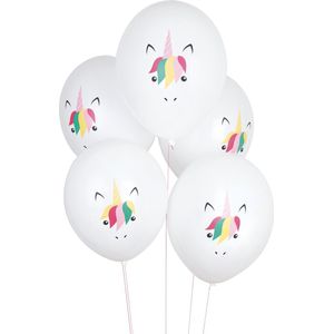 Ballonnen eenhoorn - unicorn - 5 stuks - 30 cm opgeblazen - helium en lucht