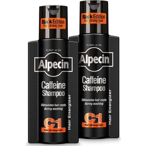 Alpecin Cafeïne Shampoo C1 Black met Nieuwe Geur 2x 250ml | Natuurlijke Haargroei Shampoo voor Mannen