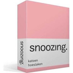 Snoozing - Katoen - Hoeslaken - Eenpersoons - 100x220 cm - Roze