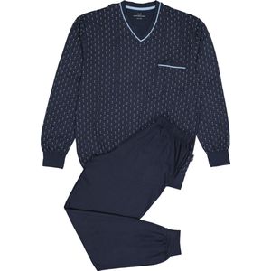Gotzburg heren pyjama - blauw met lichtblauw en wit dessin - Maat: 4XL