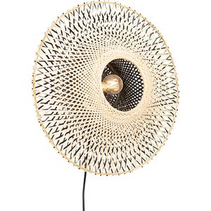 QAZQA Rina - Oosterse Wandlamp Voor Binnen - 1 Lichts - D 19 cm - Naturel - Woonkamer - Slaapkamer