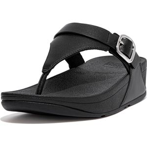 FitFlop Lulu Adjustable Toe Post - Leather ZWART